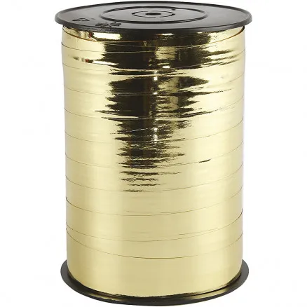 Presentband, metalliskt guld, B: 10 mm, blank, 250 m/ 1 rl.