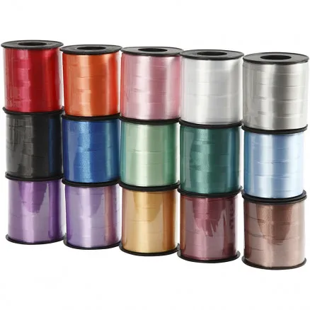 Presentband, ass. färger, B: 10 mm, blank, 50 m/15 st.