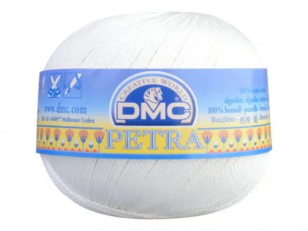 DMC Petra nr. 8 Virkgarn Unicolor 54460 Råvit