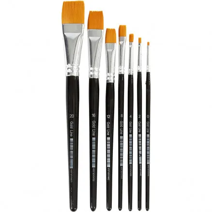 Gold Line Penslar, nr. 0-20 , B: 2-24 mm, platta, 7 st.