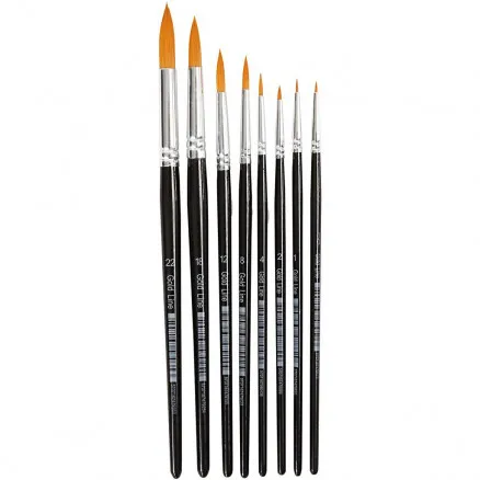 Gold Line Penslar, nr. 0-22 , B: 1,5-8 mm, runda, 8 st.